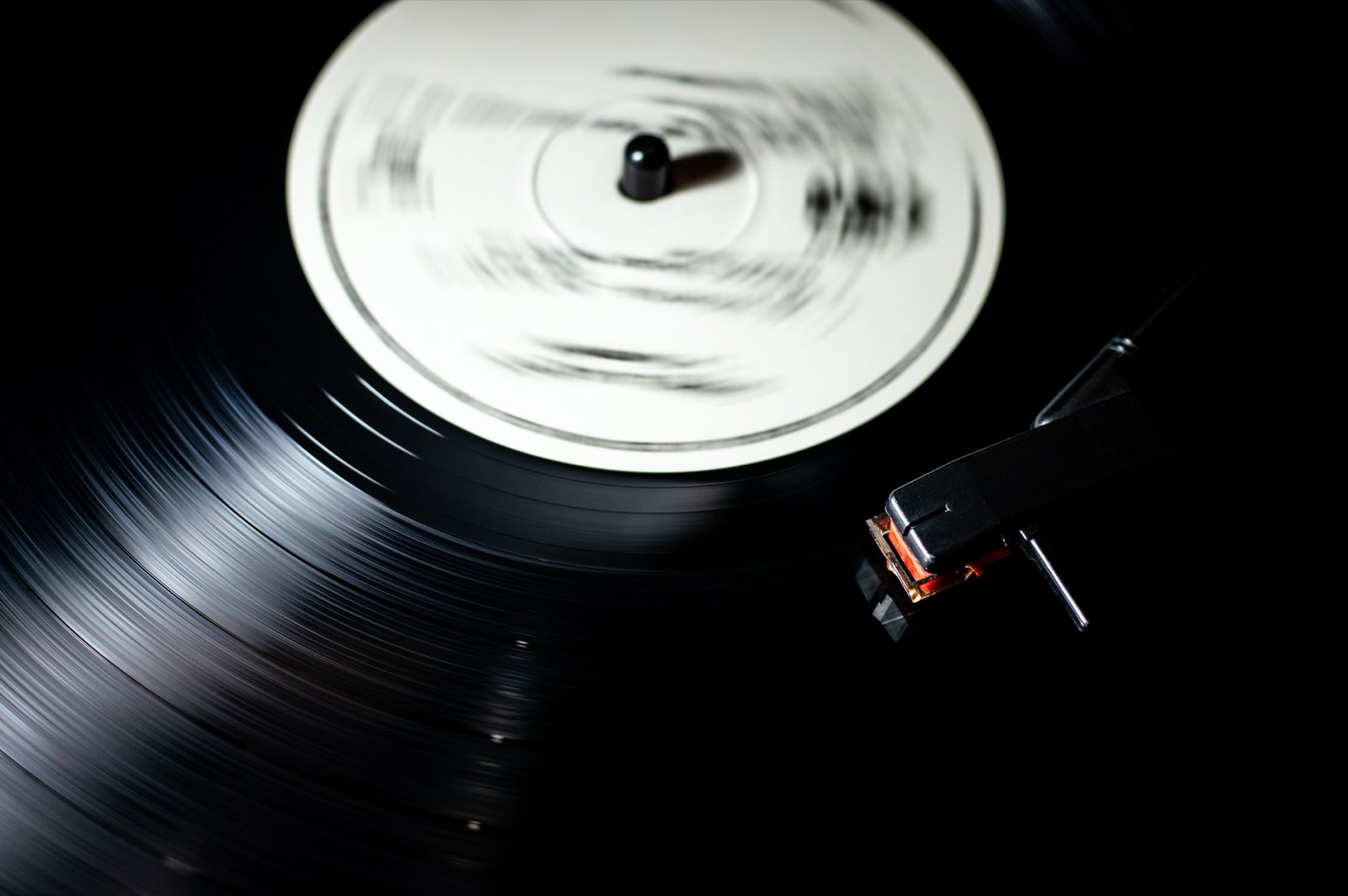 A record spinning, the label a blur